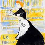 Edouard Morerod, peintre: Projet d’affiche pour le Cacao Bensdorp, encre de Chine, gouache et crayon.