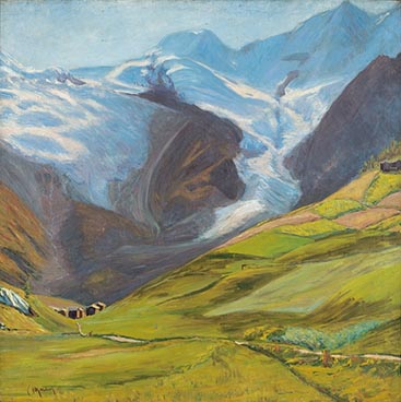 Edouard Morerod, peintre: Paysage alpin, huile sur toile, 1905.