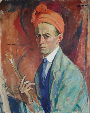 Edouard Morerod: autoportrait au turban rouge. Musée cantonal des Beaux-Arts, Lausanne.
