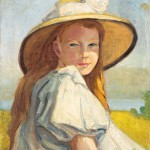 Edouard Morerod, peintre: Fillette au chapeau, huile sur toile, 1907.