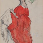 Edouard Morerod, peintre: Moulin Rouge, fusain et aquarelle, 1907.