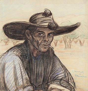 Paysan au chapeau, Edouard Morerod, peintre