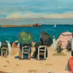 Edouard Morerod, peintre: Bord de mer, St-Jean-de-Luze, huile sur carton, 1918.