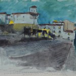 Edouard Morerod, peintre: Guadix, étude de nuit, dessin aquarellé.