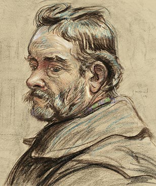 Tête d’homme barbu, 1907, Edouard Morerod, peintre