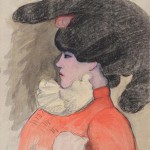 Edouard Morerod, peintre: Jeune femme à la coiffe, pastel, fusain et rehauts de gouache