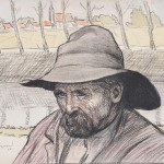 Edouard Morerod, peintre: Paysan breton, dessin aquarellé, 1904.